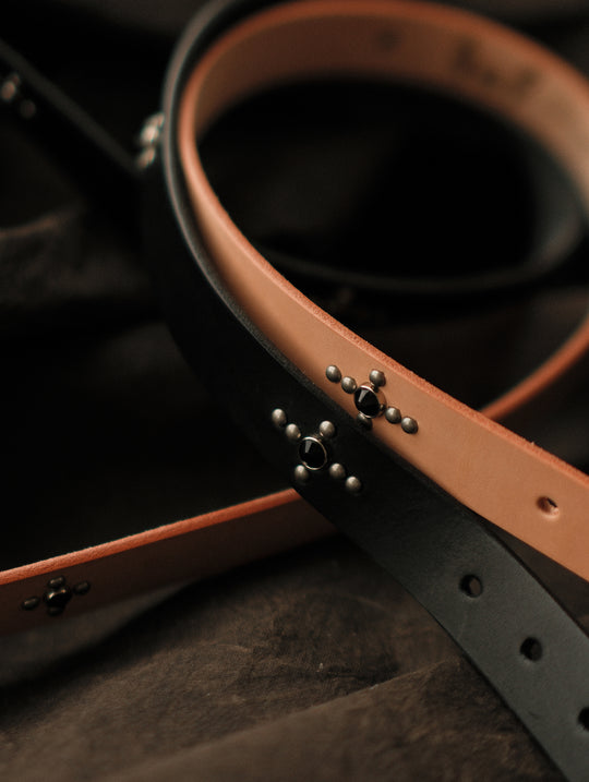 Glass Bead Rivet Belt-Black