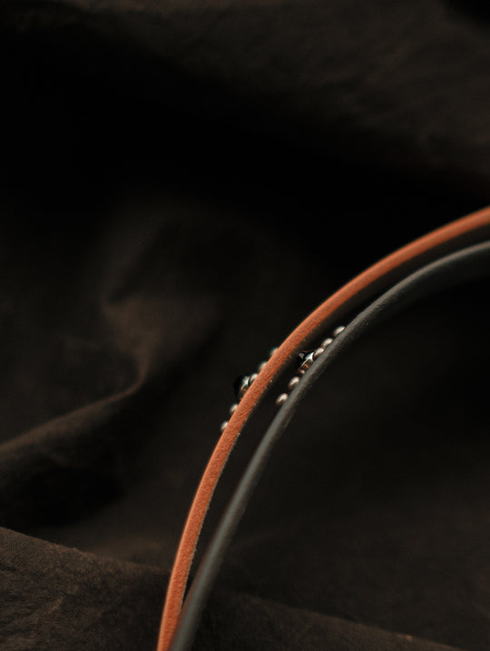 Glass Bead Rivet Belt-Black