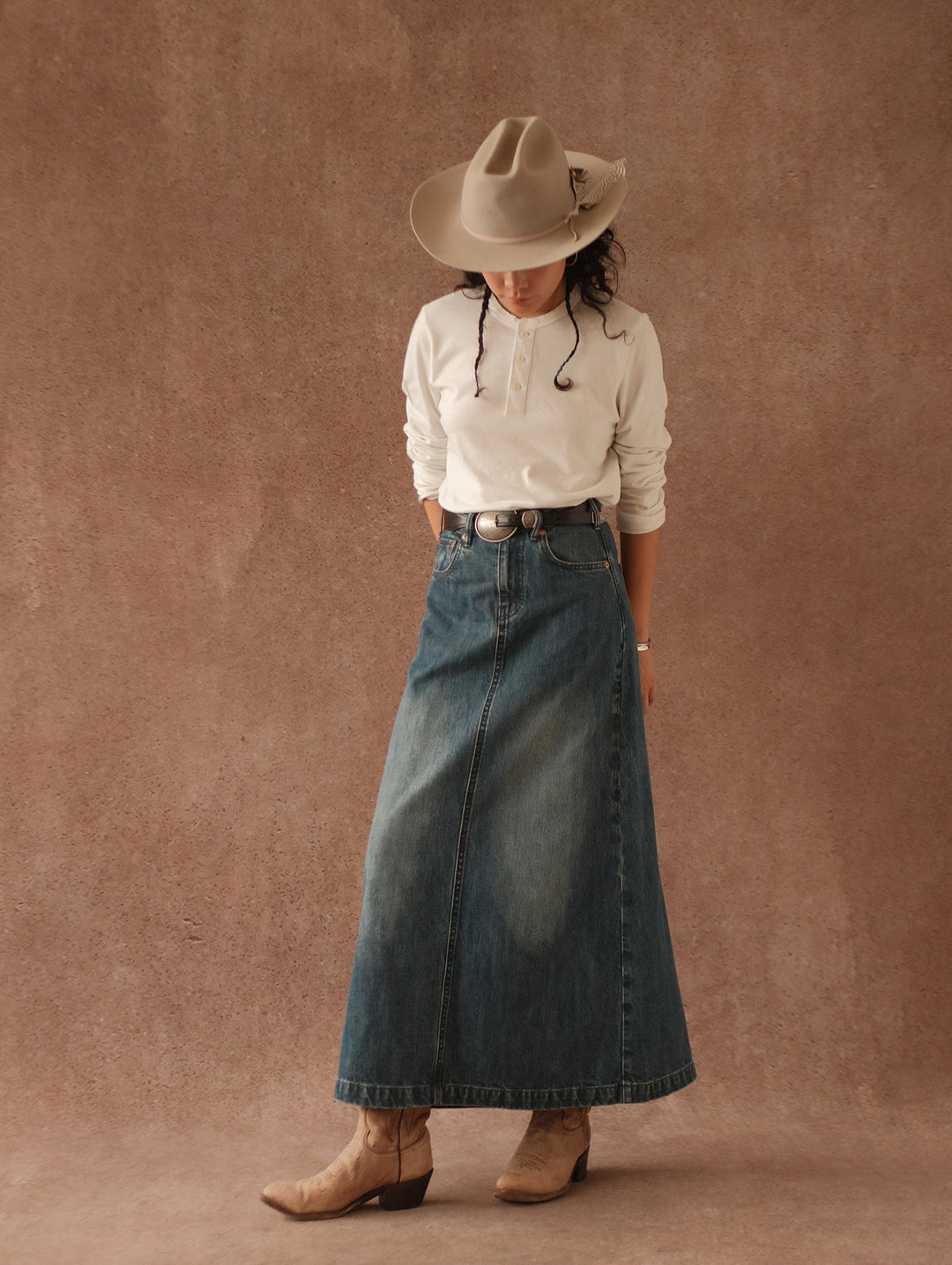 Western Series Denim A-line skirt