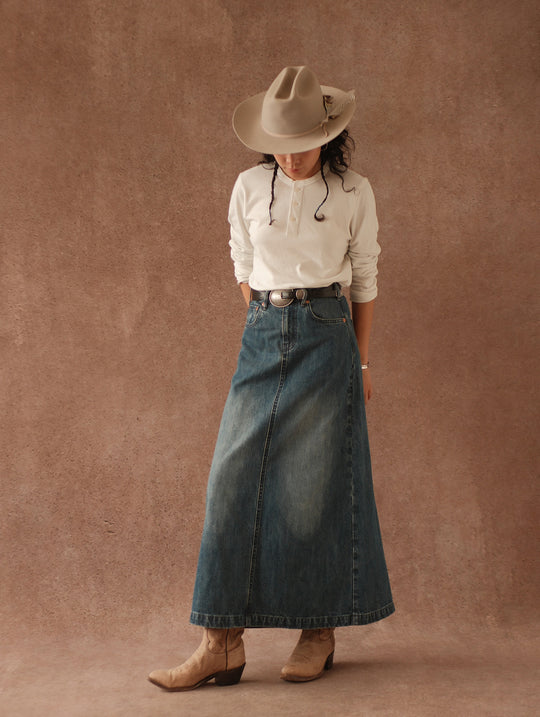 Western Series Denim A-line skirt