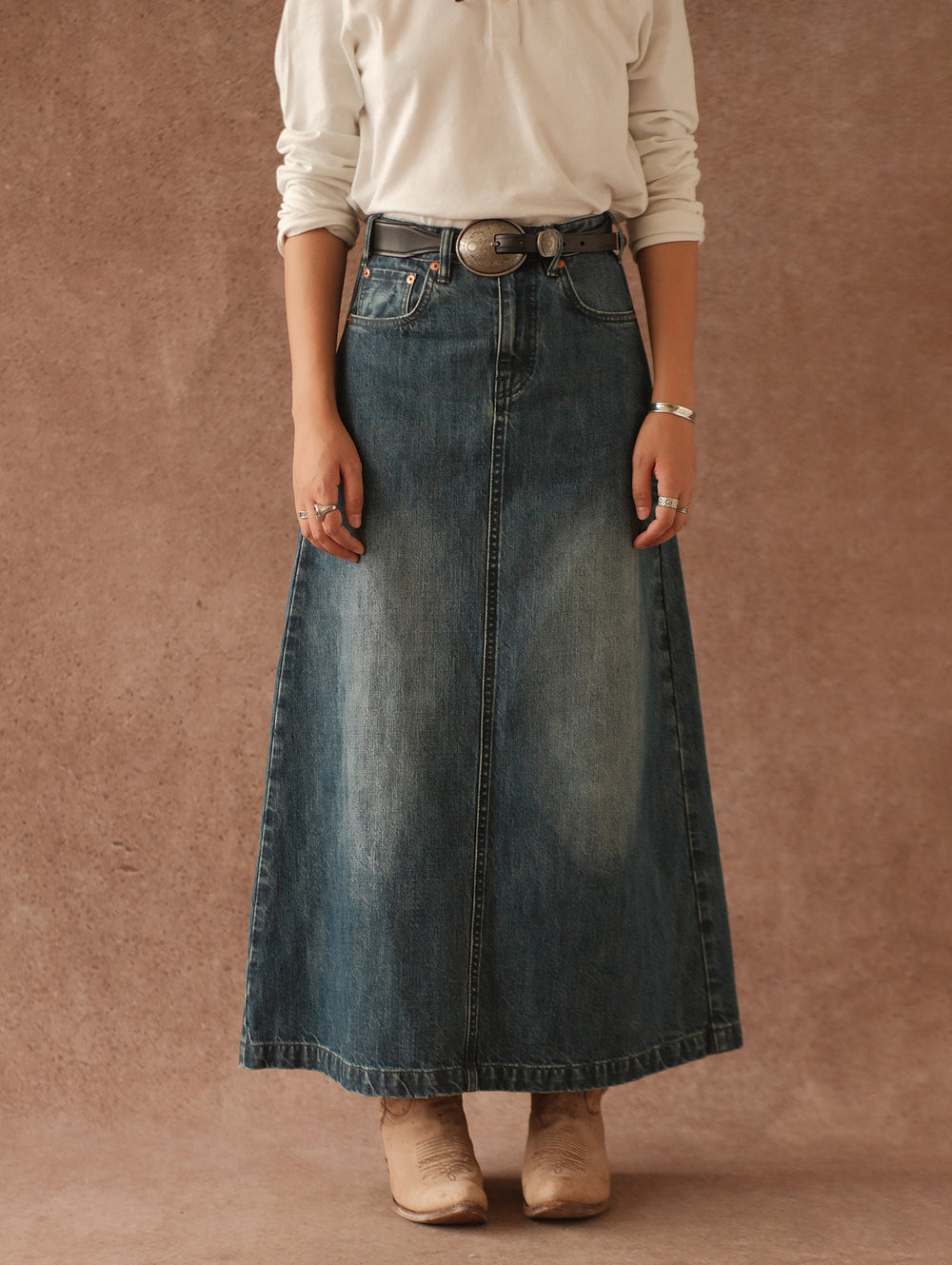 Western Series Denim A-line skirt