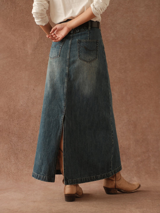 Western Series Denim A-line skirt