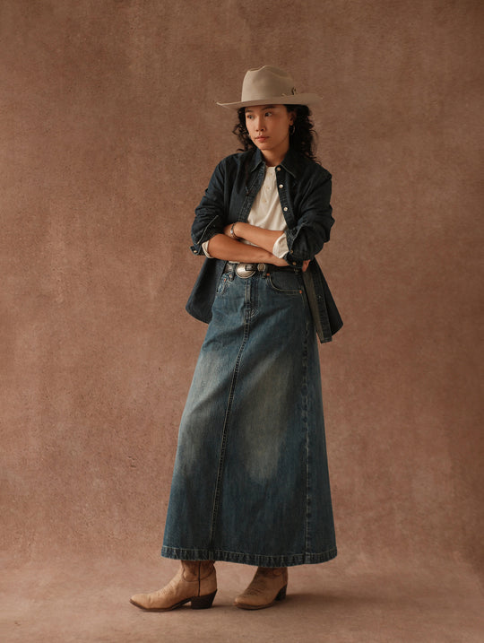 Western Series Denim A-line skirt