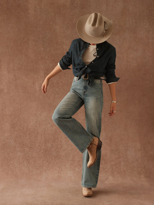 16oz Monroe II Wide-Leg jeans-Blue Cast