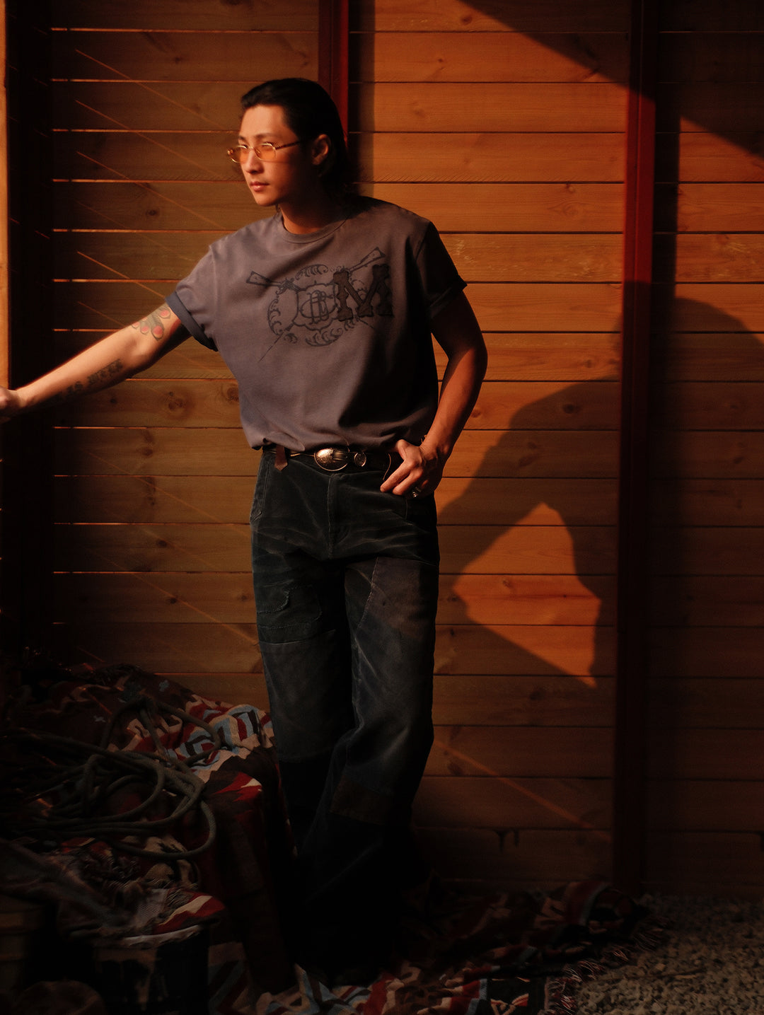 Mvc&Co. 717# Patchwork corduroy wide-leg pants