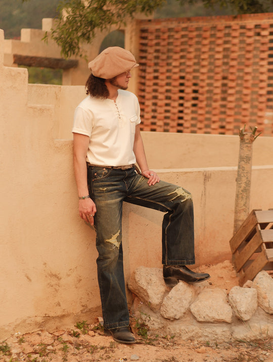 Fabric Loop Button Henley T-shirt