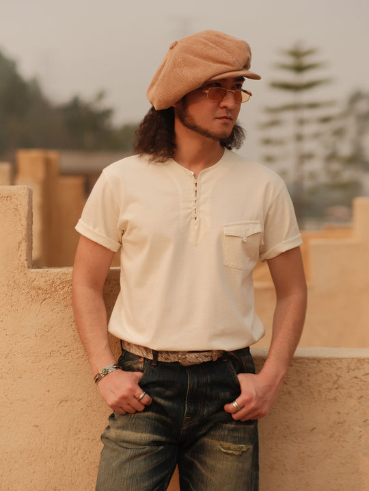 Fabric Loop Button Henley T-shirt