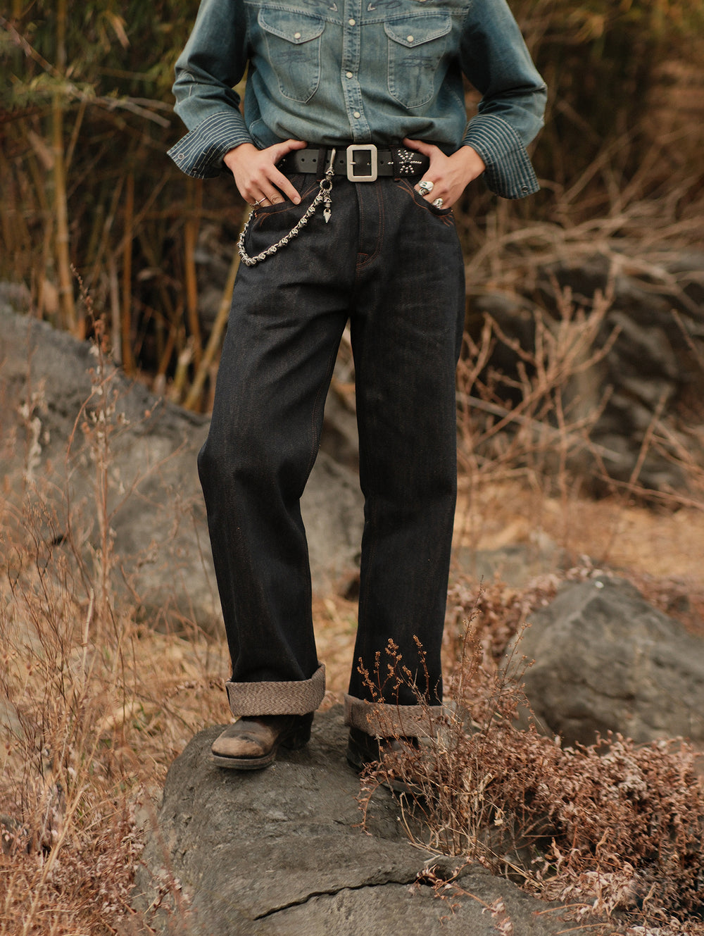 16.7 0Z Snake Pattern Wide-Leg jeans