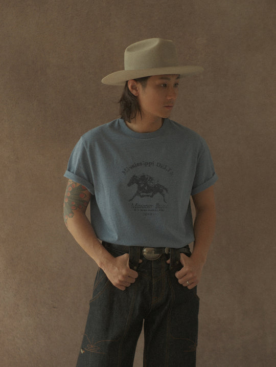 Blue Heather T-shirt-Light blue