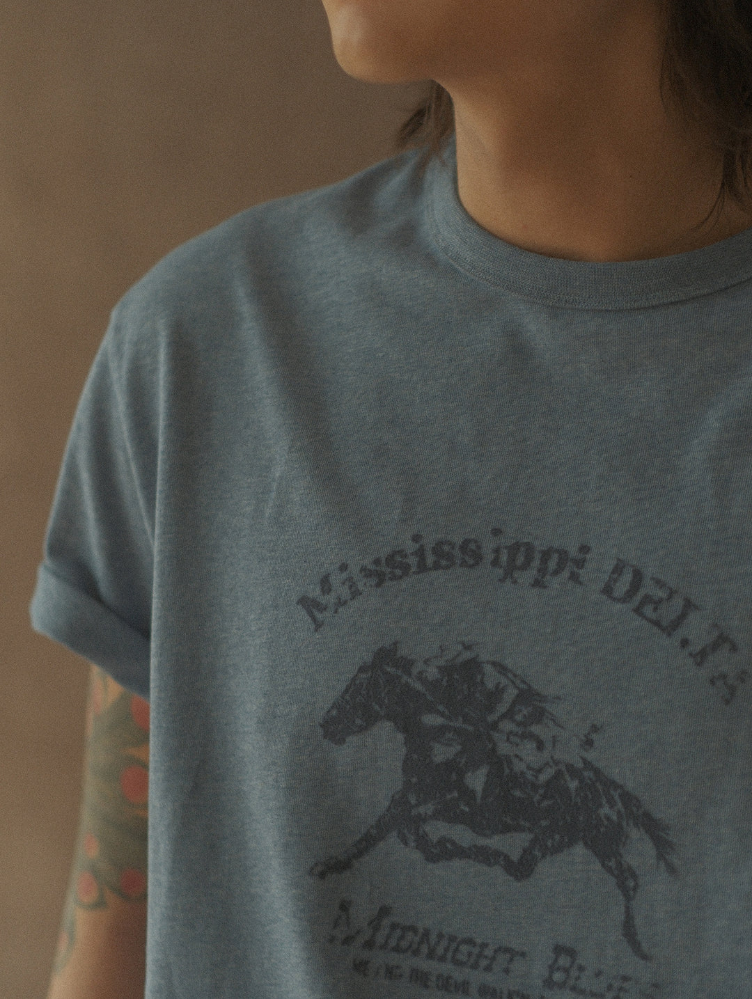 Blue Heather T-shirt-Light blue