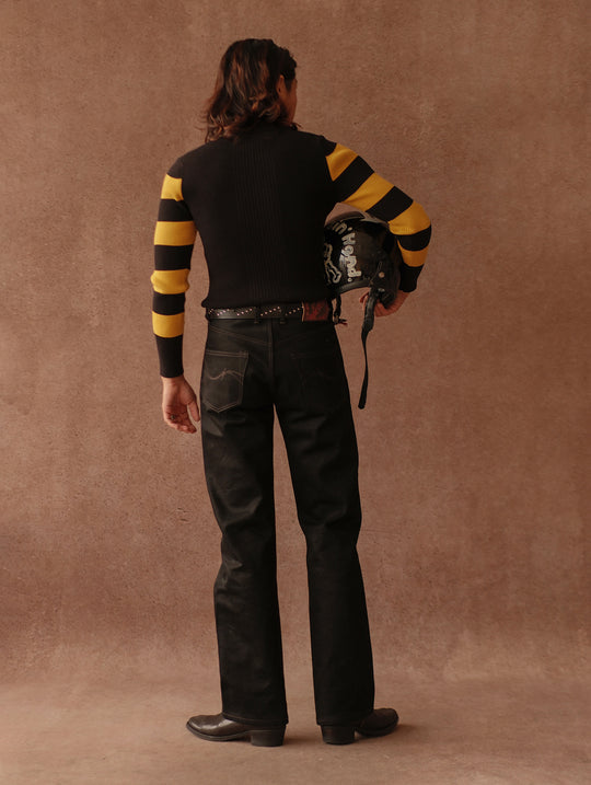 Motorcycle-Style Striped Sport Sweater