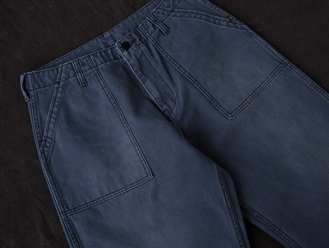 French Work Style Blue Fatigue Trousers
