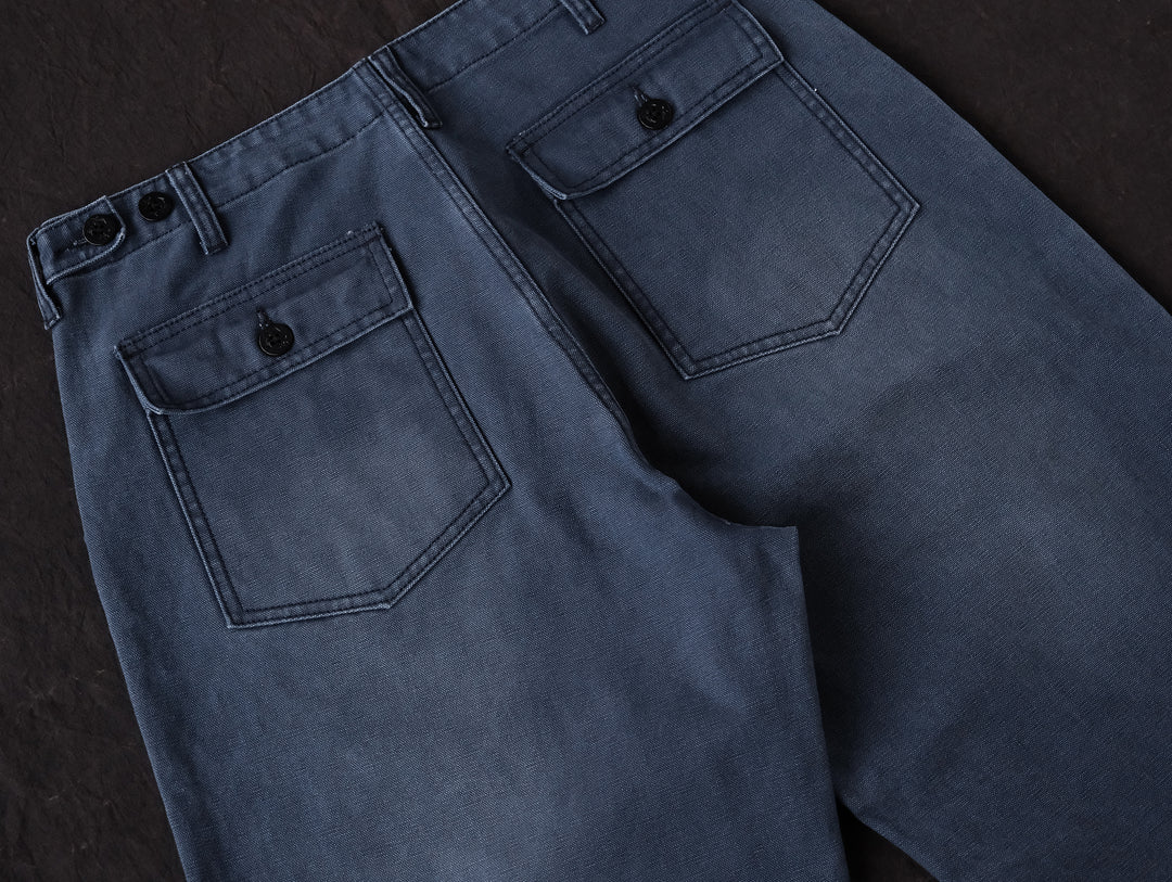 French Work Style Blue Fatigue Trousers