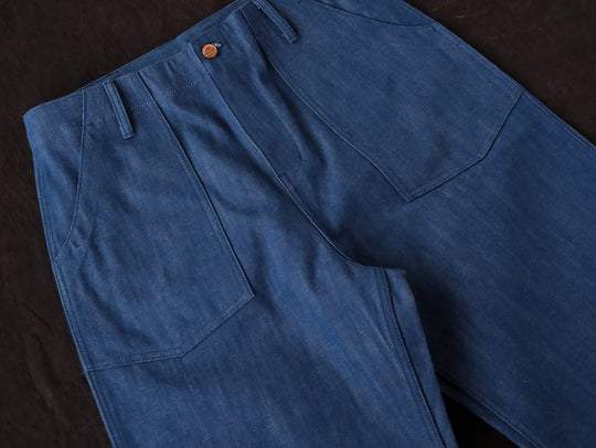 Claessen™ Blue "Planetary Tears Blue" French Work Style Wide-Leg jeans