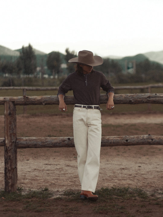 Western Series Striped Panel Henley shirt