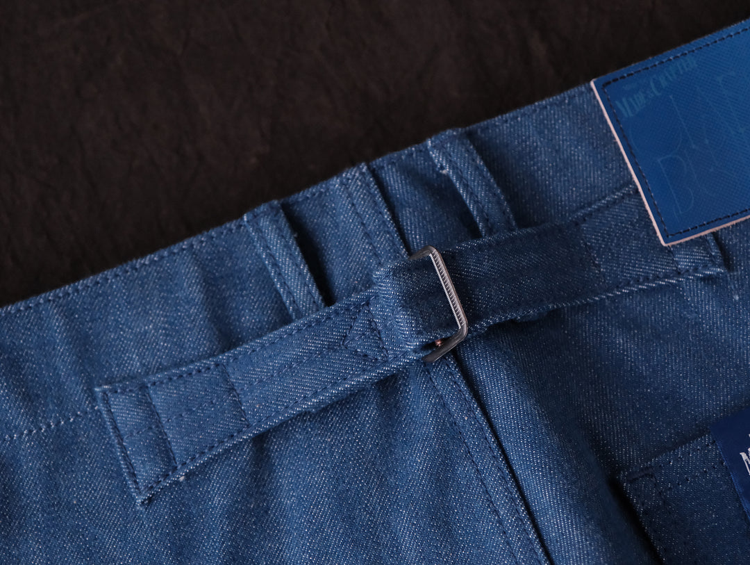 Claessen™ Blue "Planetary Tears Blue" French Work Style Wide-Leg jeans