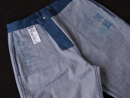 Claessen™ Blue "Planetary Tears Blue" French Work Style Wide-Leg jeans