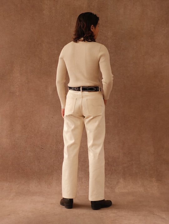 Slim-Fit Ribbed Sport Sweater-Apricot
