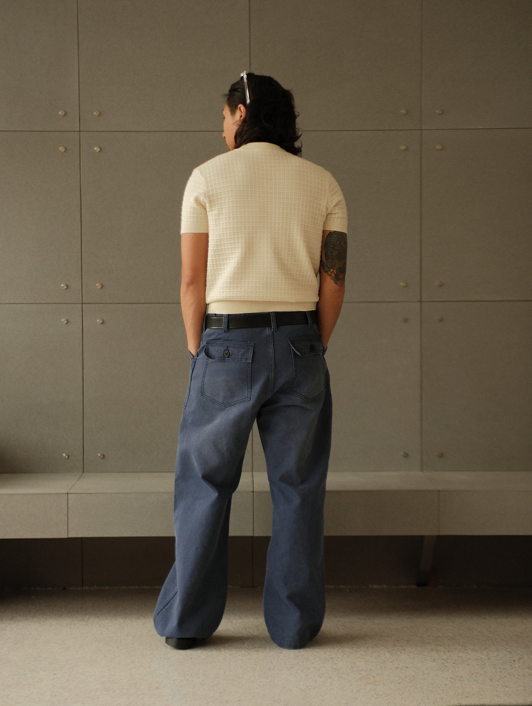 French Work Style Blue Fatigue Trousers