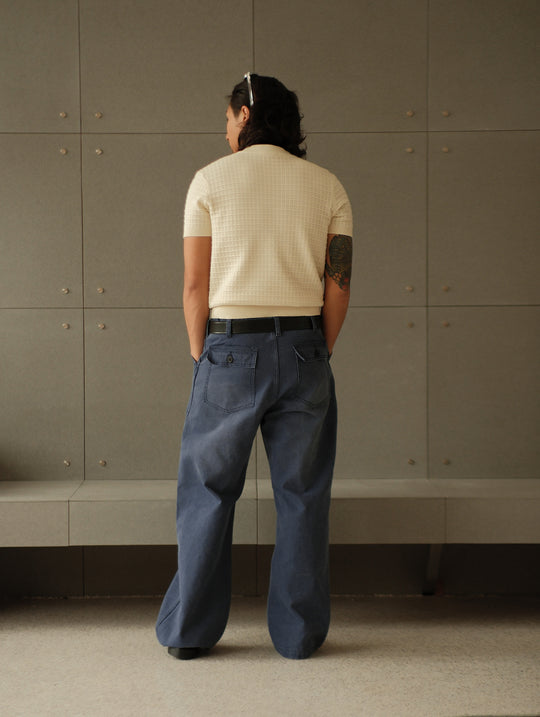 French Work Style Blue Fatigue Trousers