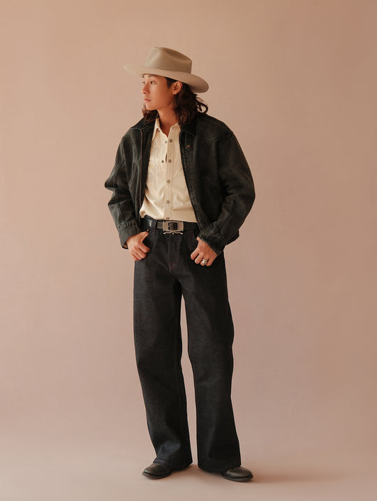 Xizang Collection Red Prayer Flag Core Wide-Leg Selvedge Denim jeans