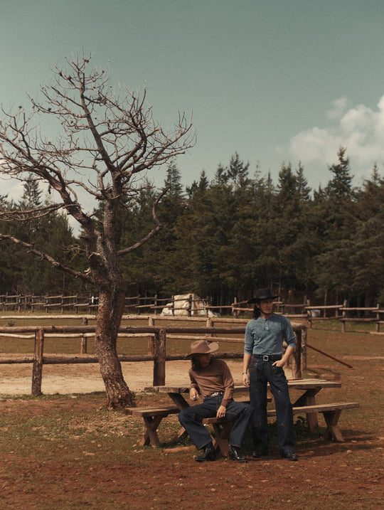 Western Series Washed Knit Denim Henley shirt