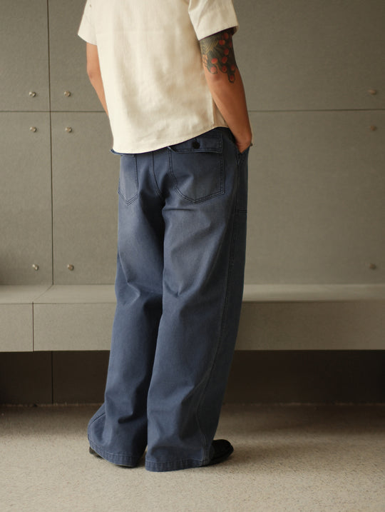 French Work Style Blue Fatigue Trousers