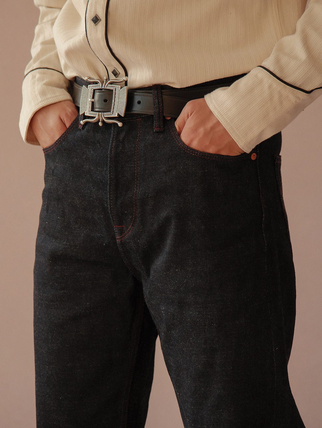 Xizang Collection Red Prayer Flag Core Straight-Fit Selvedge Denim jeans