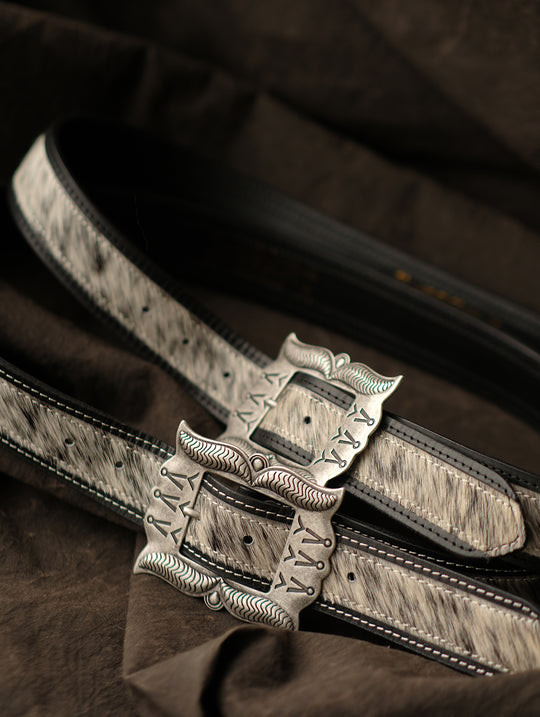 Year of the Horse Limited Edition Cowhair Western-Style Belt-White