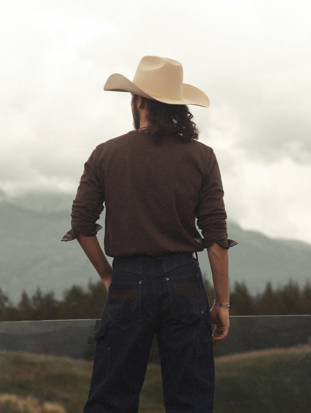 Western Series Striped Panel Henley shirt