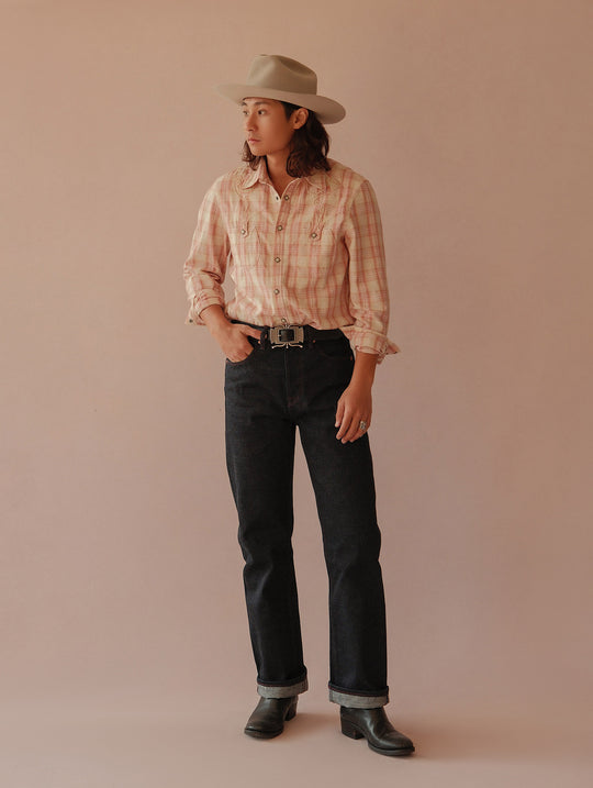 Xizang Collection Red Prayer Flag Core Straight-Fit Selvedge Denim jeans