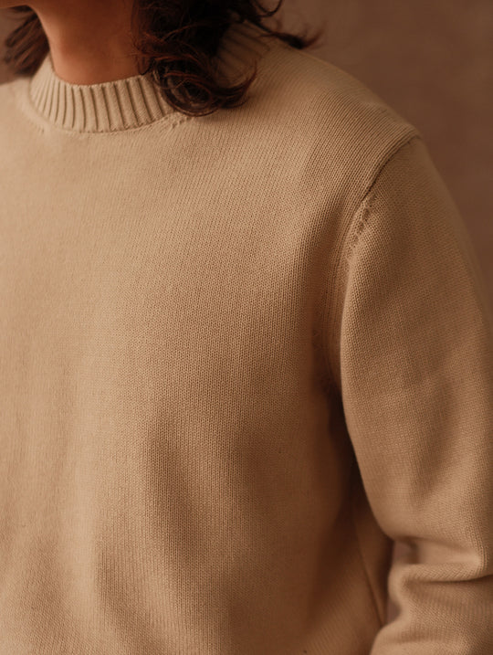 Ivy-Style Crewneck Sport Sweater-Apricot