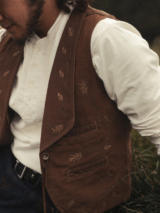 Western Series Shawl-Collar Embroidered Vest