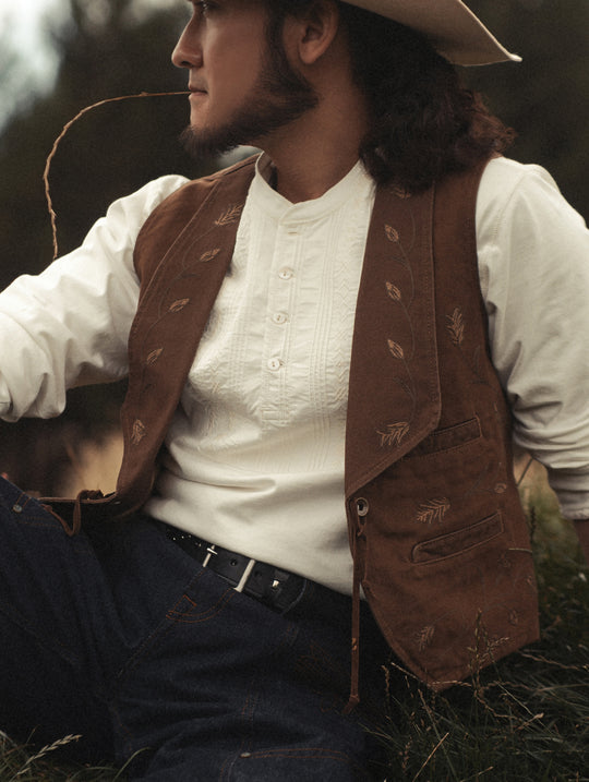 Western Series Shawl-Collar Embroidered Vest