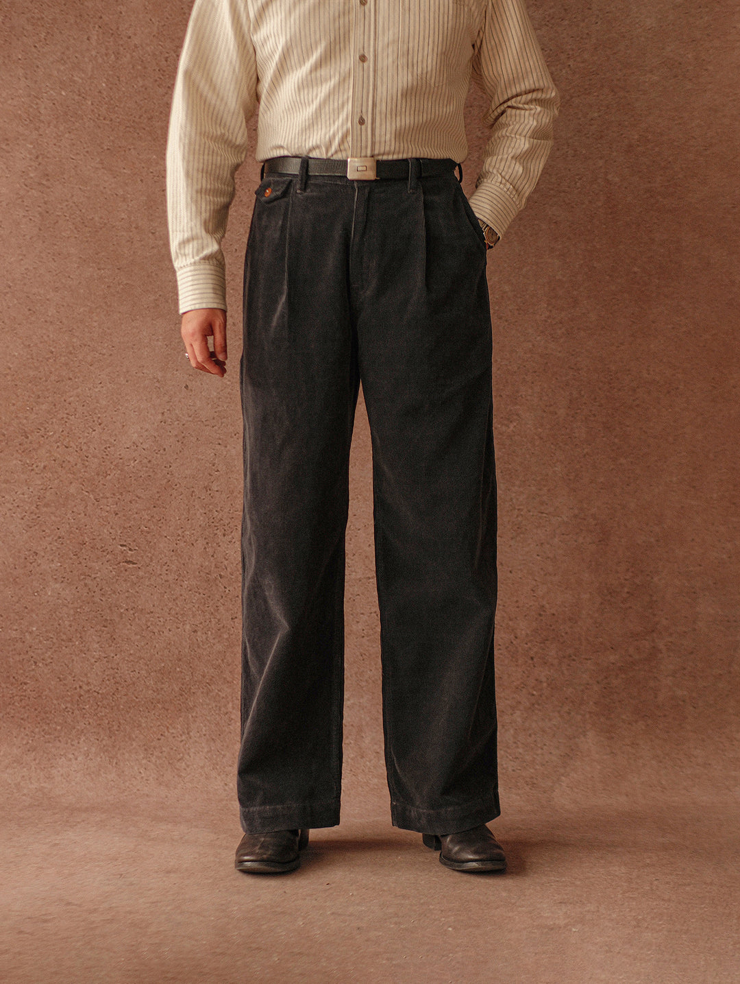 Corduroy Chino pants-Charcoal Blue