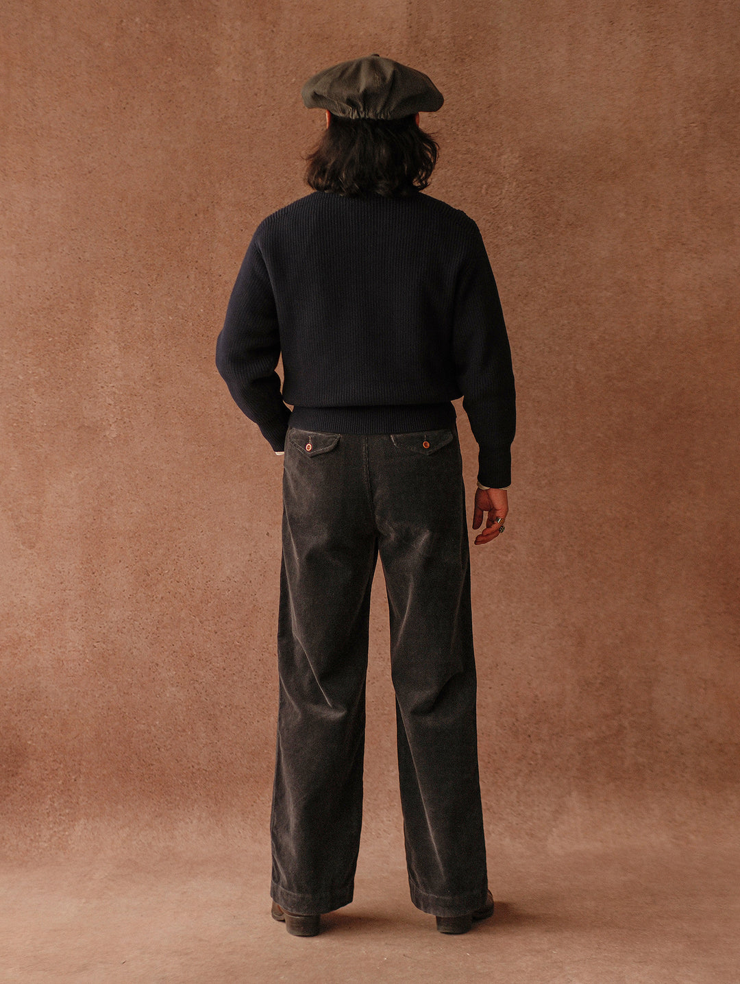 Corduroy Chino pants-Charcoal Blue