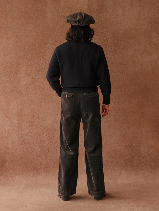 Corduroy Chino pants-Charcoal Blue