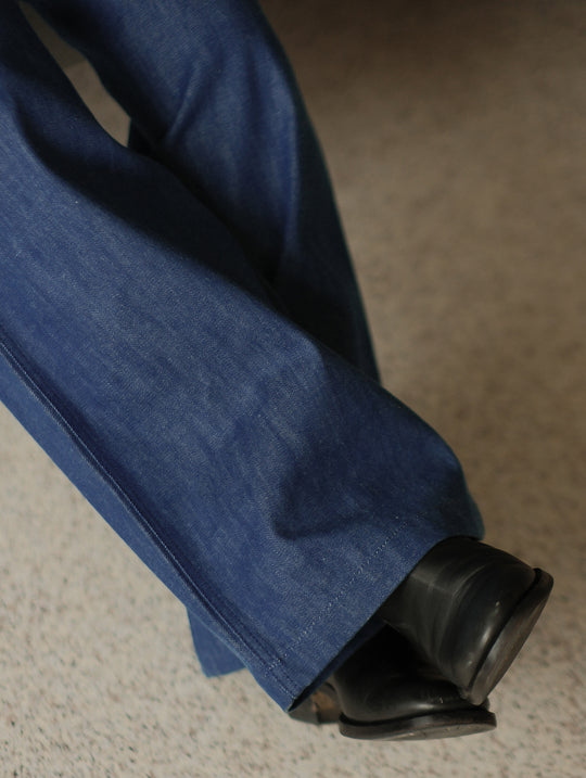 Claessen™ Blue "Planetary Tears Blue" French Work Style Wide-Leg jeans