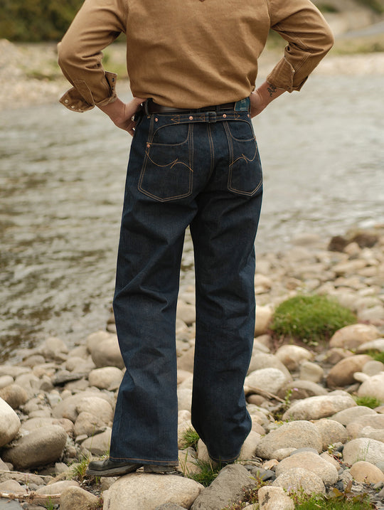 Bamboo Kasuri Series 17.7OZ Selvedge Denim Wide-Leg jeans
