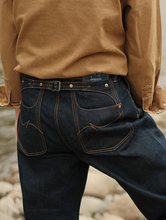 Bamboo Kasuri Series 17.7OZ Selvedge Denim Wide-Leg jeans