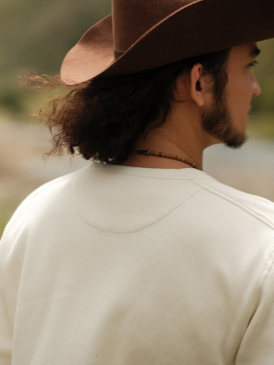 Western Series Flamebloom Henley Shirt-White