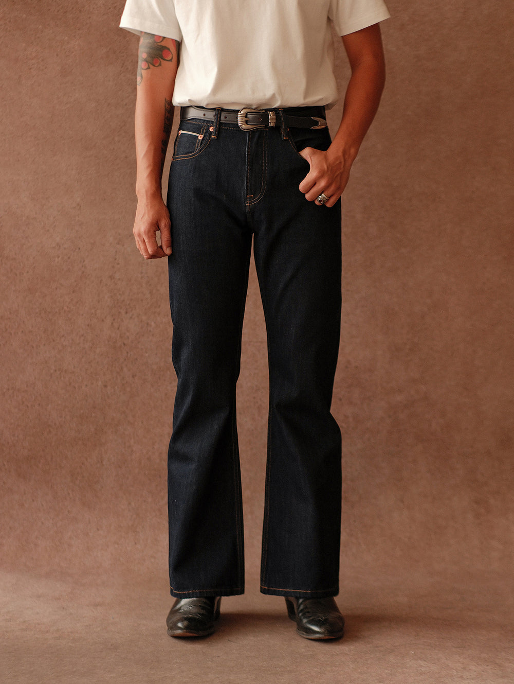 14OZ Selvedge 707 Basic Flared jeans-Indigo