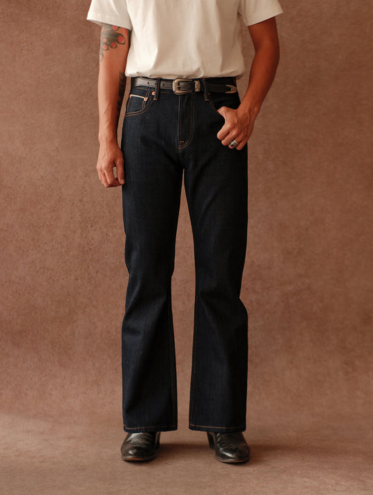 14OZ Selvedge 707 Basic Flared jeans-Indigo