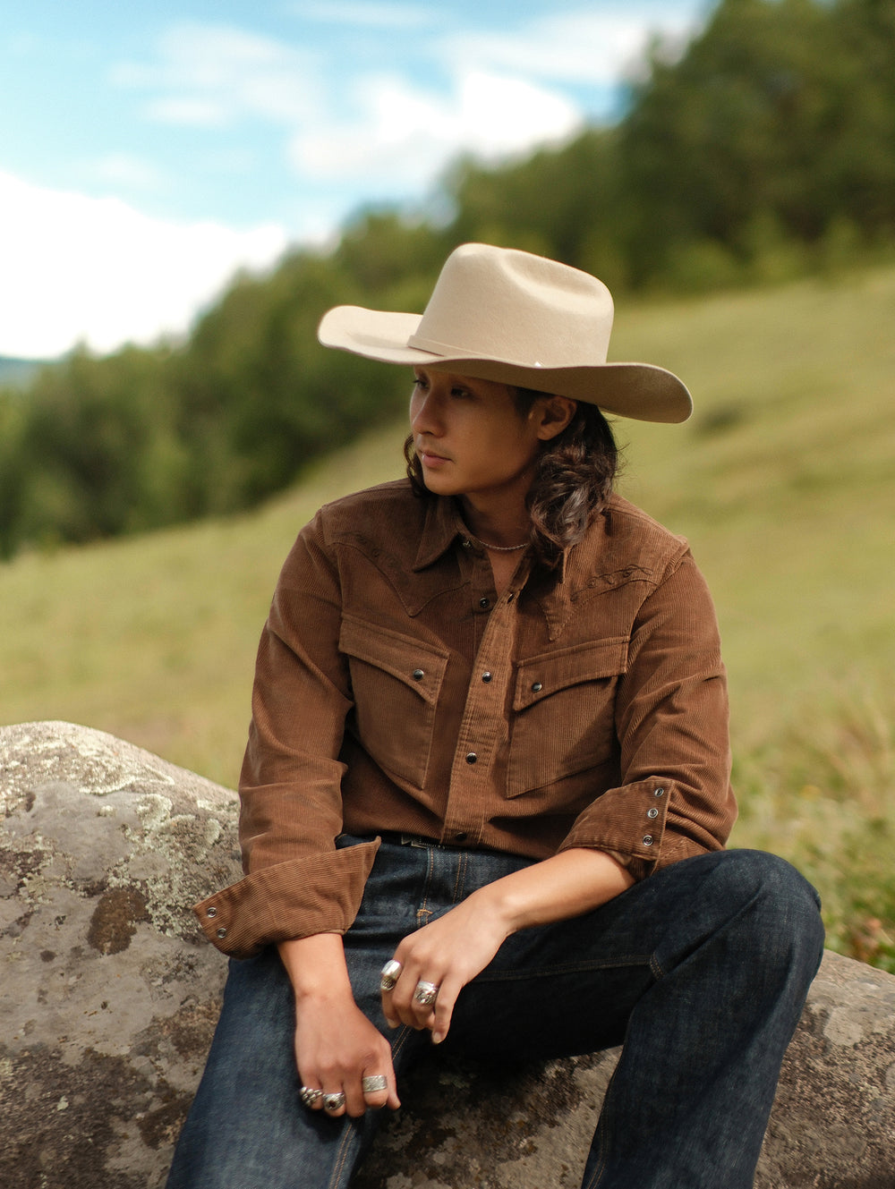 Western Series Basic Corduroy Shirt-Brown