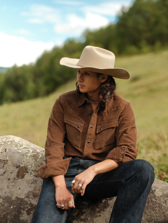 Western Series Basic Corduroy Shirt-Brown