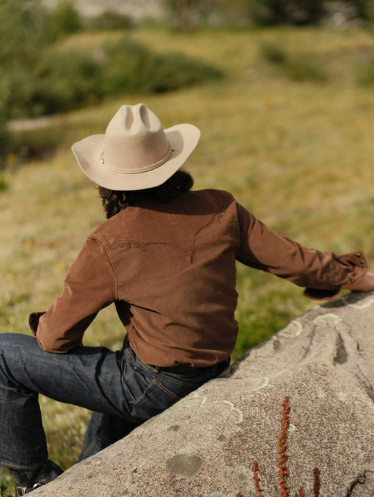 Western Series Basic Corduroy Shirt-Brown