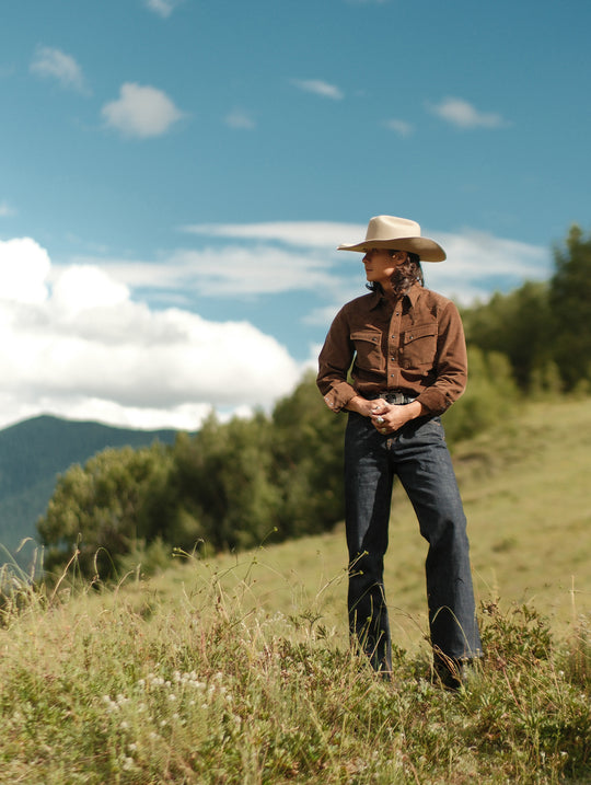 Western Series Basic Corduroy Shirt-Brown