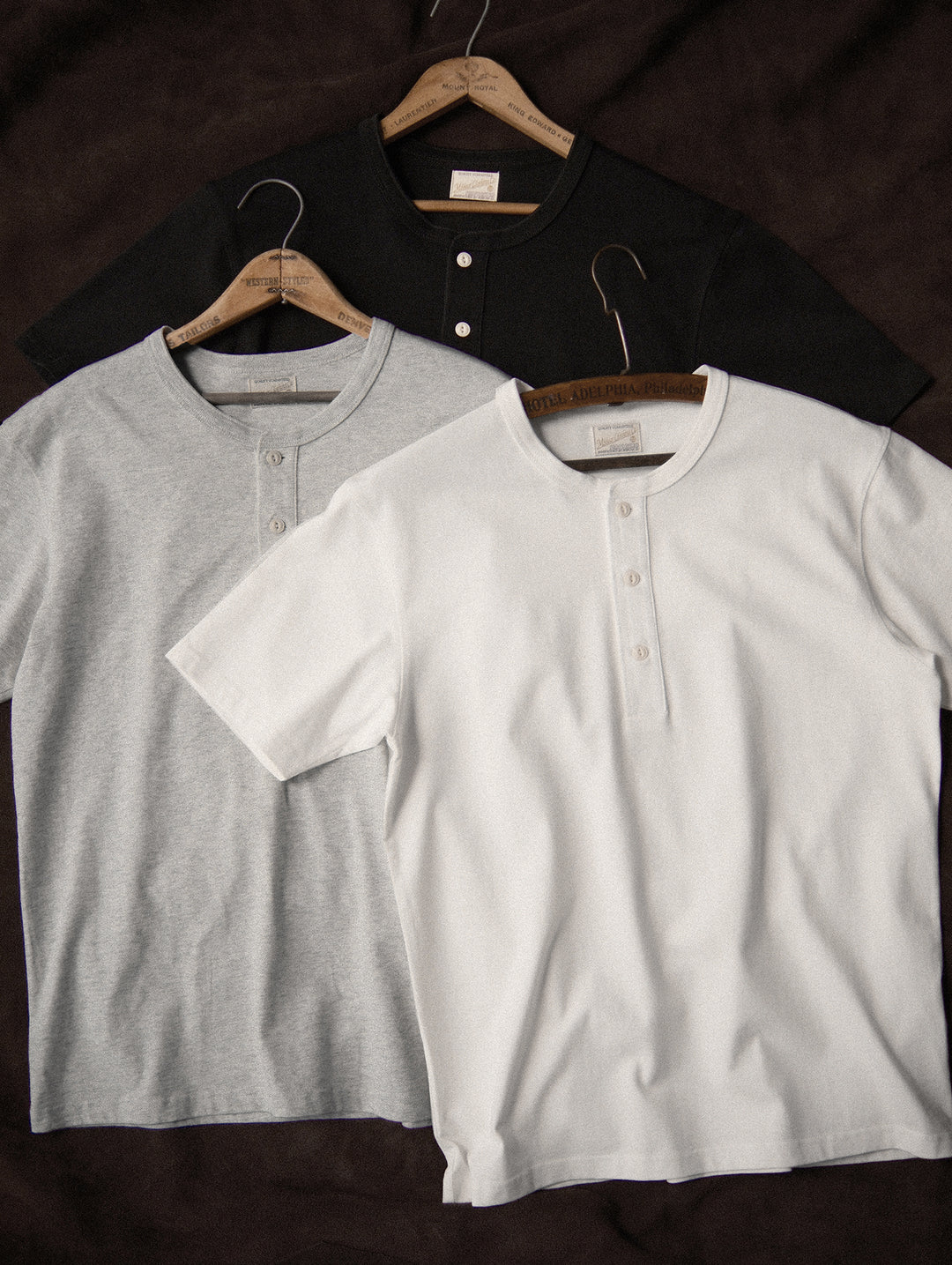 Three-Color Regular-Fit Henley T-shirt-Black