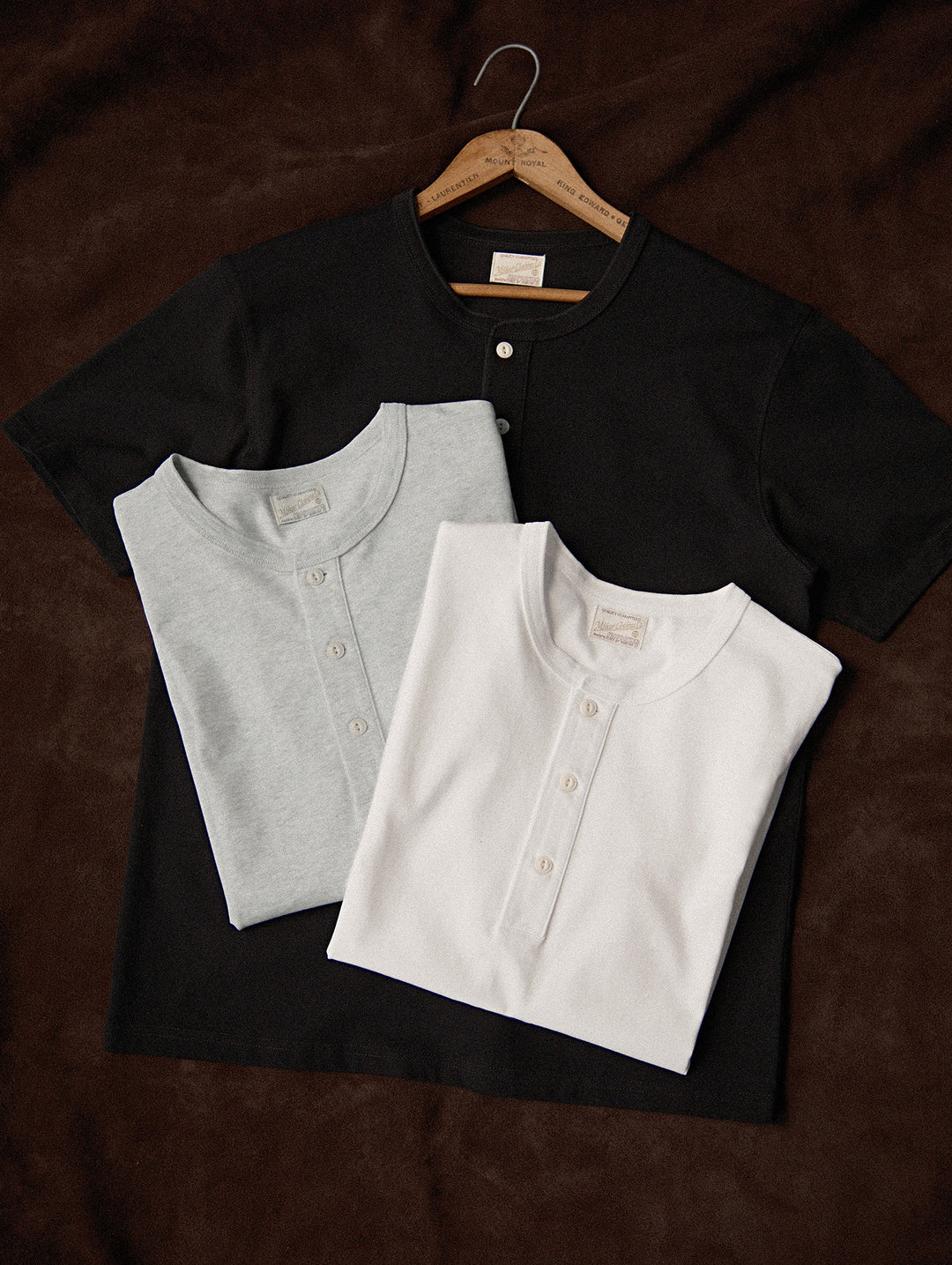 Three-Color Regular-Fit Henley T-shirt-Black