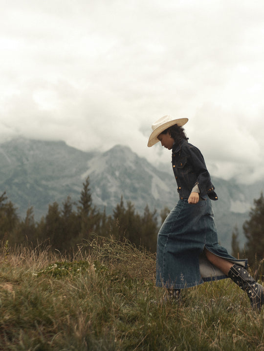 Western Series Denim A-line skirt